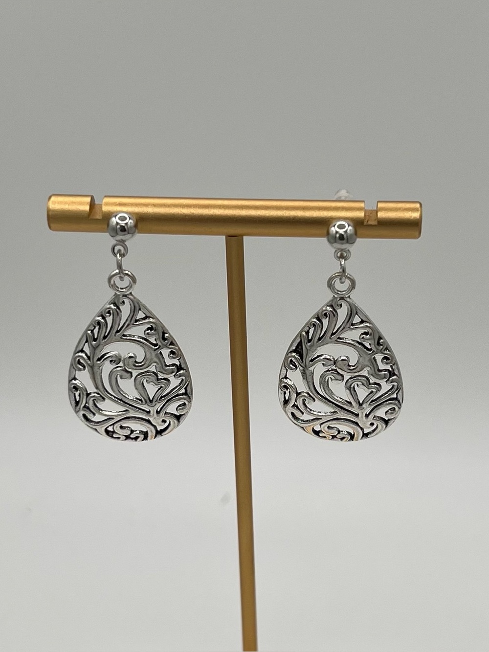 Silver Filigree Teardrop Earrings
